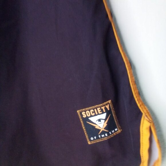 Society Of The Sun Swim Trunks Men 32 Board Shorts Brown Orange Blue - Picture 5 of 15